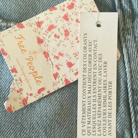 We The Free People Distressed Light Denim A-Line Mini Skirt POCKETS M 10 - Picture 3 of 10